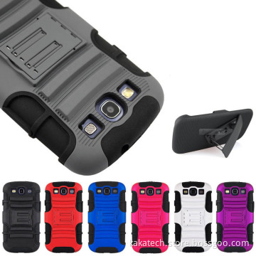 Rugged Heavy Duty Kickstand Case for Samsung S3 I9300 with Belt Clip